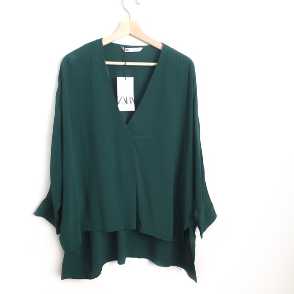 NWT Zara Green Oversized Blouse - Picture 4 of 8